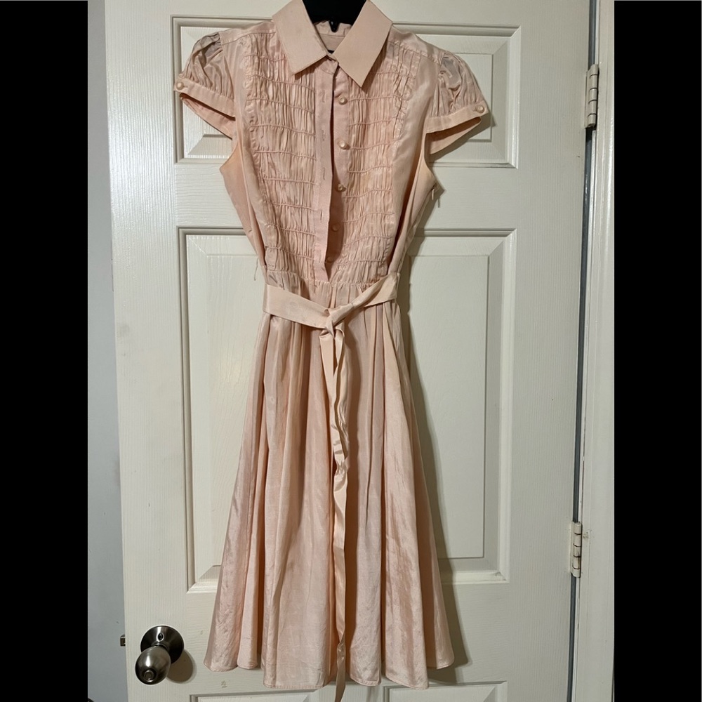 Laundry by Shelli Segal Coral/Peach Belted Dress Size 6